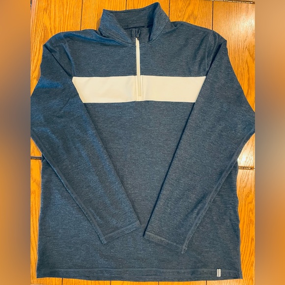 EUC Marine Layer Weekend Sport men’s quarter zip, blue/white stripe, large - Picture 3 of 6
